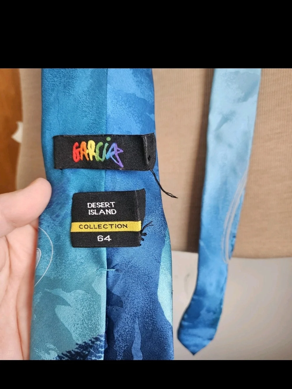 Jerry Garcia Tie Desert Island Collection 64 Silk Abstract Blue Watercolor Mens
